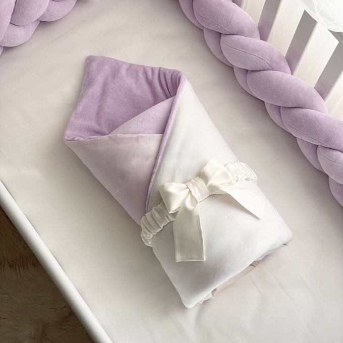 Set lenjerie pentru Patut Bebe din 6 piese Iepuras mov (10)
